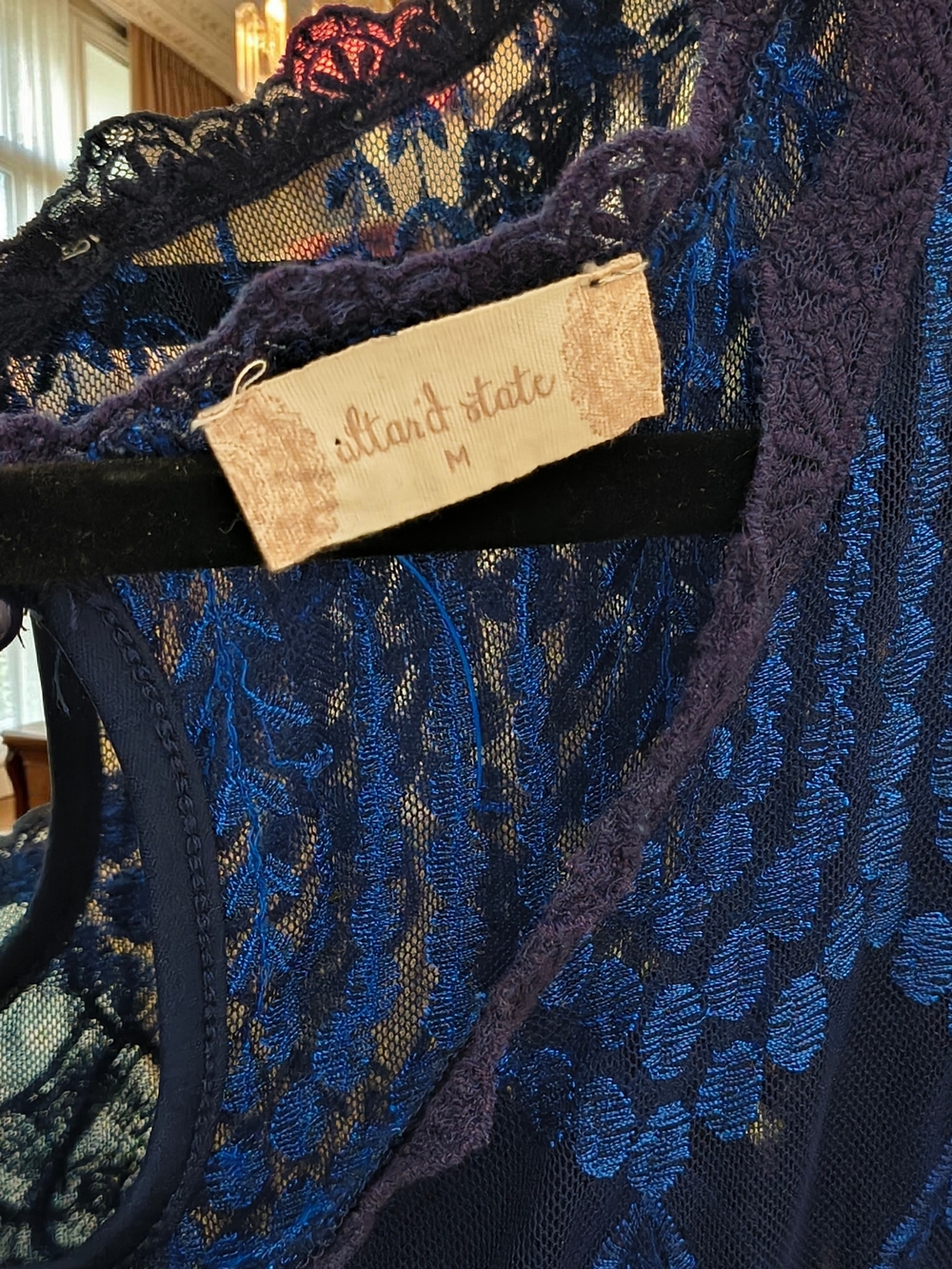 Altar'd State Royal Blue Long Sleeve Lace Fit-and-Flare Dress Size M - Picture 2 of 7